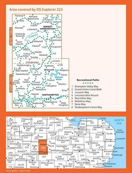OS Explorer Map 223 - Northampton and Market Harborough - overview