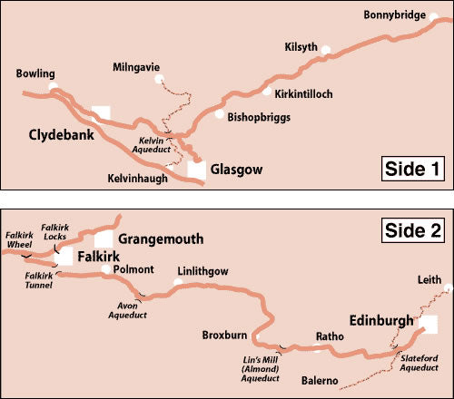 Forth & Clyde and Union Canals Heron Map - area covered