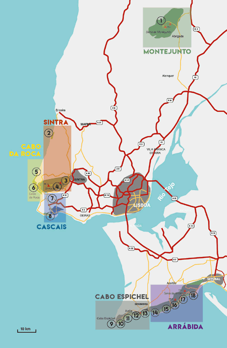 Lisbon Rock Climbing Guidebook - Area Covered