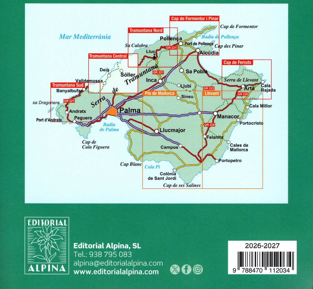 Tramuntana Central Mountain Map in Mallorca - area overview