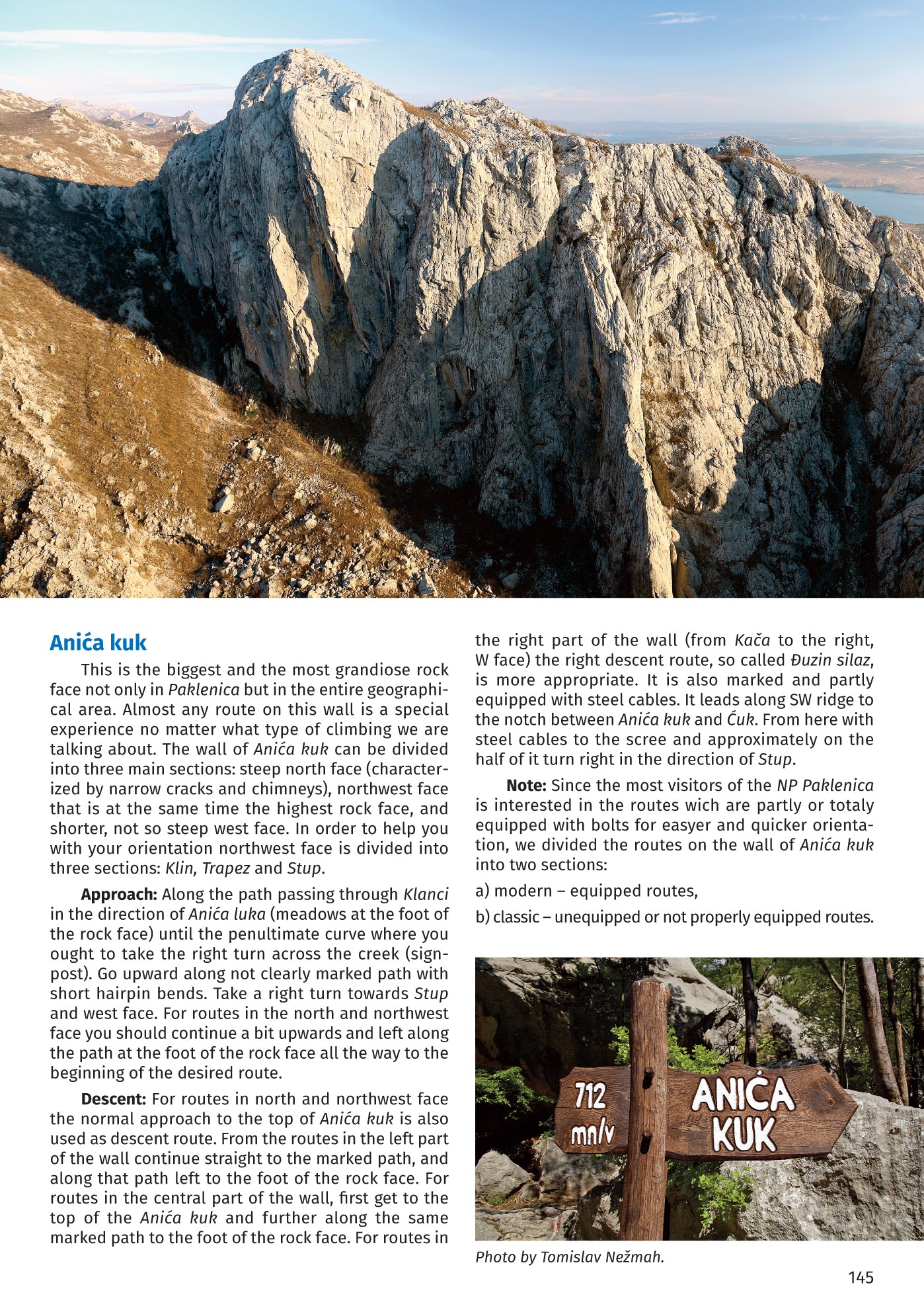 Paklenica Rock Climbing Guidebook - Anica kuk crag information