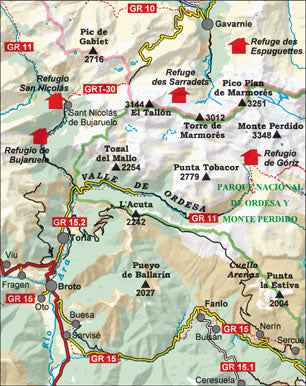Parque Nacional de Ordesa y Monte Perdido Map - Area covered map 2