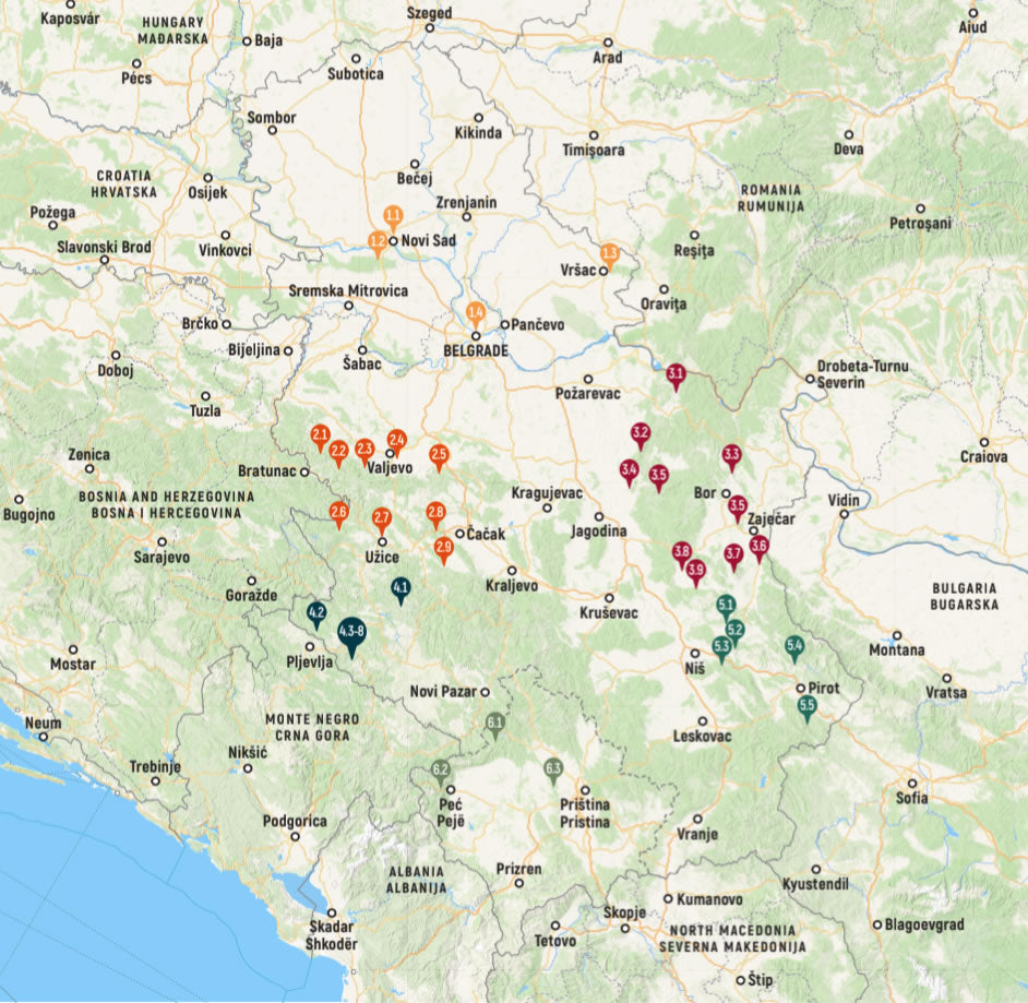 Serbia Rock Climbing Guidebook - Areas covered
