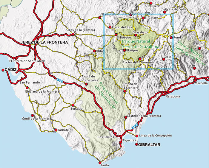 Sierra de Grazalema Map and Guidebook - area covered