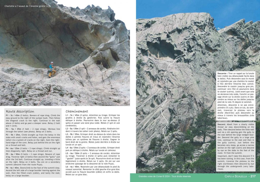 Grandes Voies de Corse – Multi-pitch climbing in Corsica - Example Topo No 2