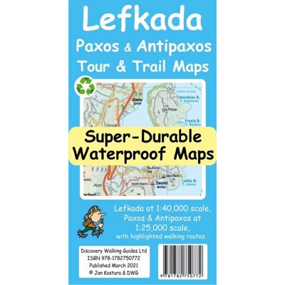 Lefkada, Paxos and Antipaxos Tour and Trail Super-Durable Map