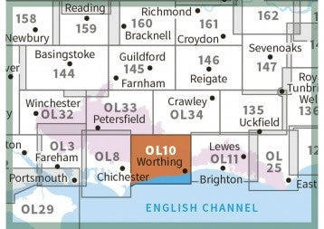 OS Explorer Map OL10 - Arundel and Pulborough - surrounding area