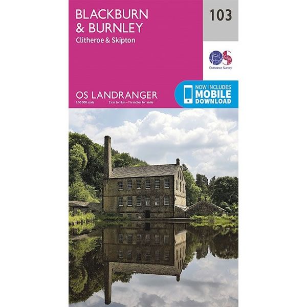 OS Landranger Map 103, Blackburn and Burnley, Clitheroe and Skipton