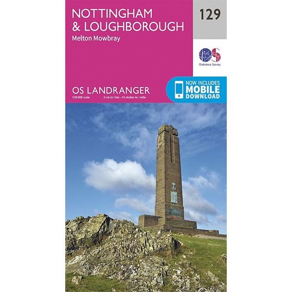 OS Landranger Map 129, Nottingham and Loughborough, Melton Mowbray