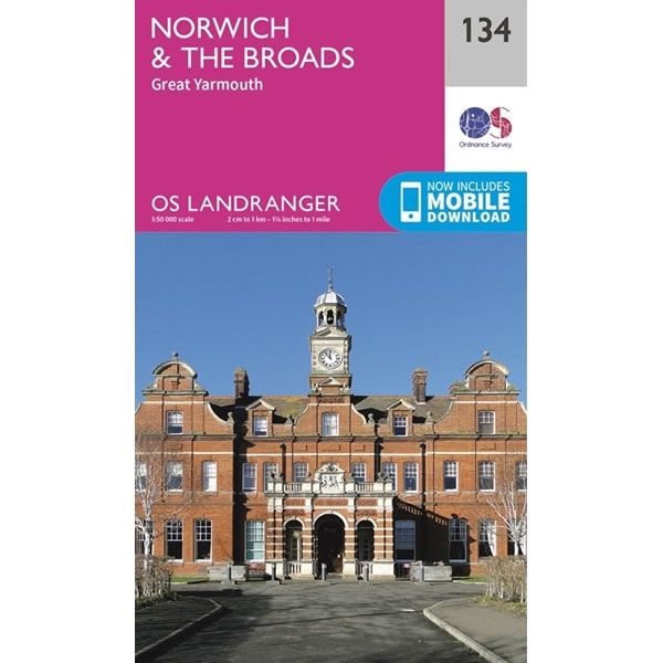 OS Landranger Map 134, Norwich and The Broads, Great Yarmouth