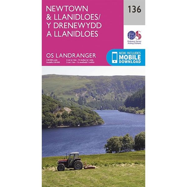 OS Landranger Map 136, Newtown and Llanidloes