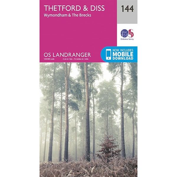 OS Landranger Map 144, Thetford and Diss, Breckland and Wymondham