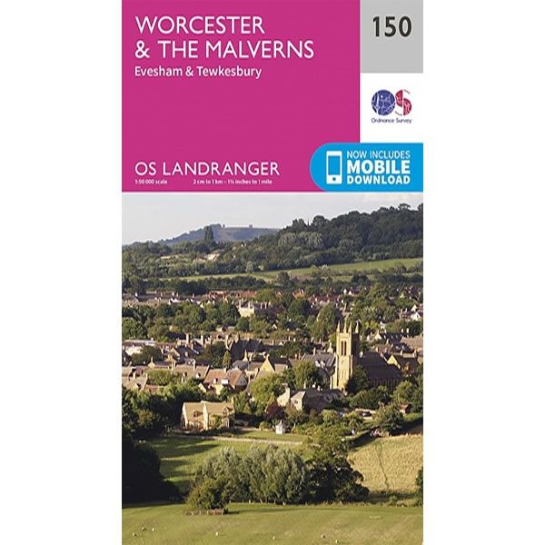 OS Landranger Map 150, Worcester and The Malverns, Evesham and Tewkesbury