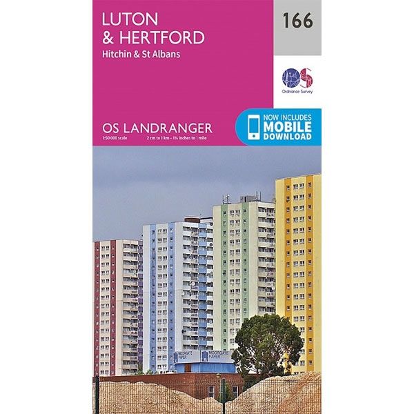 OS Landranger Map 166, Luton, Hertford, Hitchin and St Albans