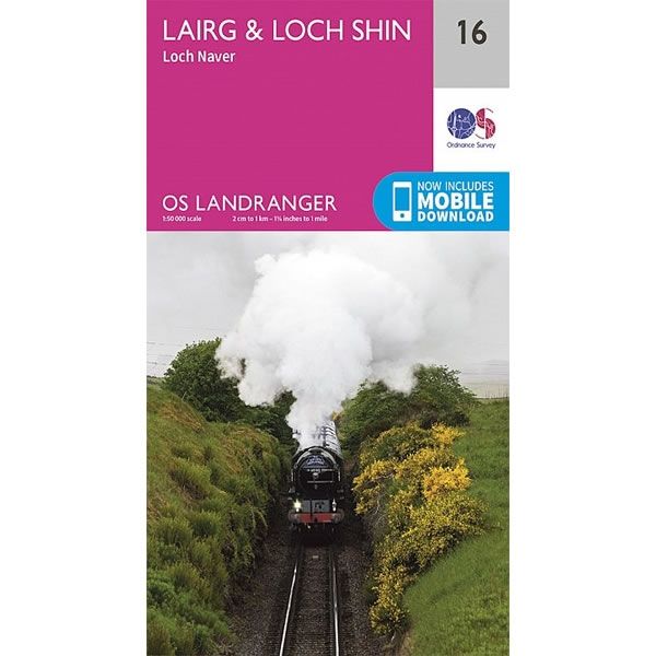 OS Landranger Map 16, Lairg, Loch Shin, and Loch Naver