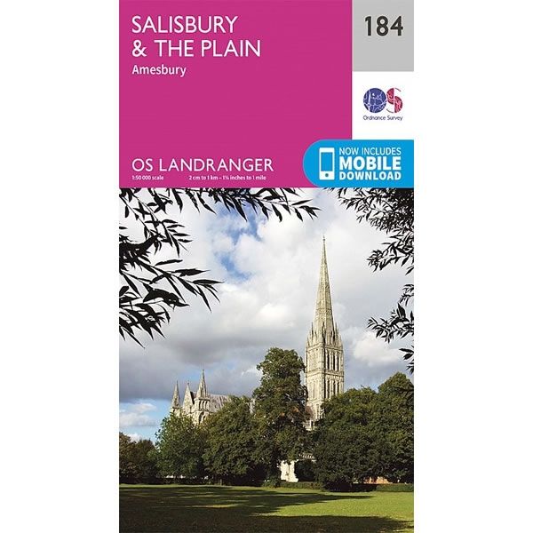 OS Landranger Map 184, Salisbury and The Plain, Amesbury