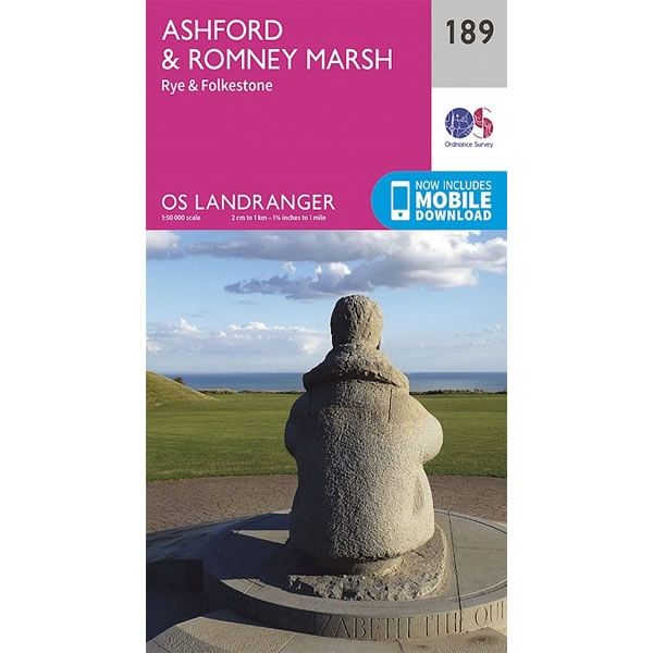 OS Landranger Map 189, Ashford and Romney Marsh, Rye and Folkestone