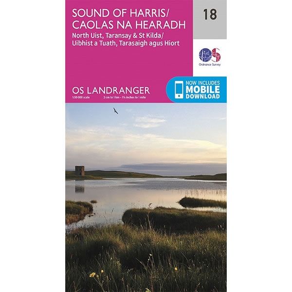 OS Landranger Map 18, Sound of Harris, North Uist, Taransay and St Kilda