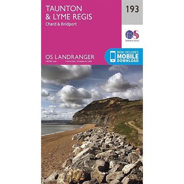 OS Landranger Map 193, Taunton and Lyme Regis, Chard and Bridport