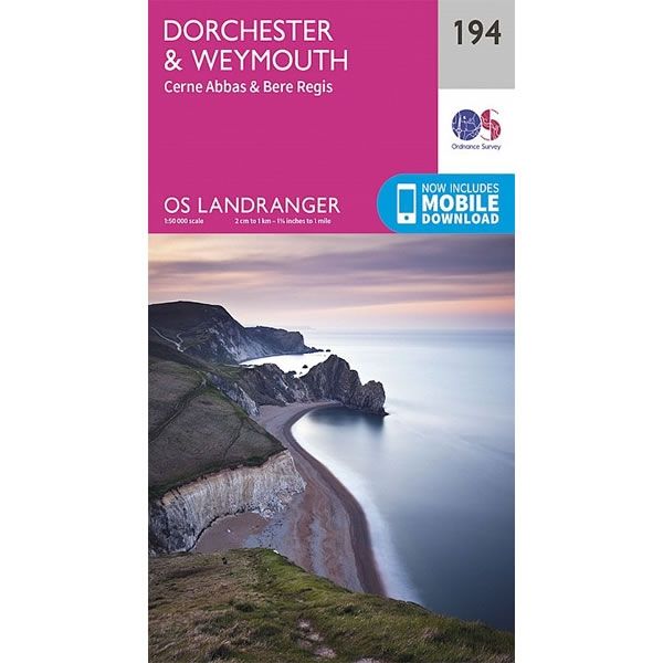 OS Landranger Map 194, Dorchester and Weymouth, Cerne Abbas and Bere Regis