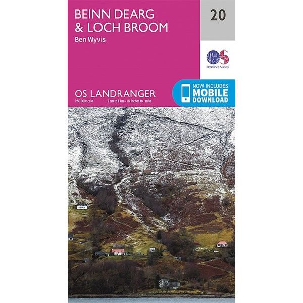 OS Landranger Map 20, Beinn Dearg and Loch Broom, Ben Wyvis