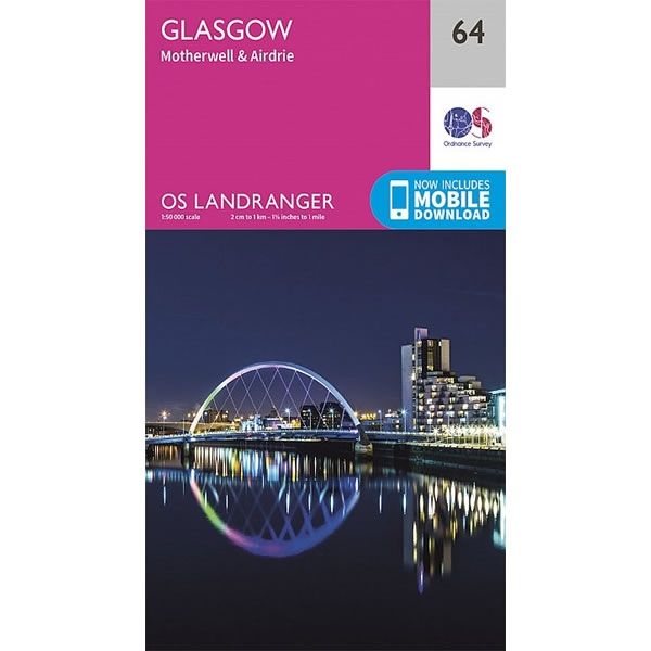 OS Landranger Map 64, Glasgow, Motherwell and Airdrie