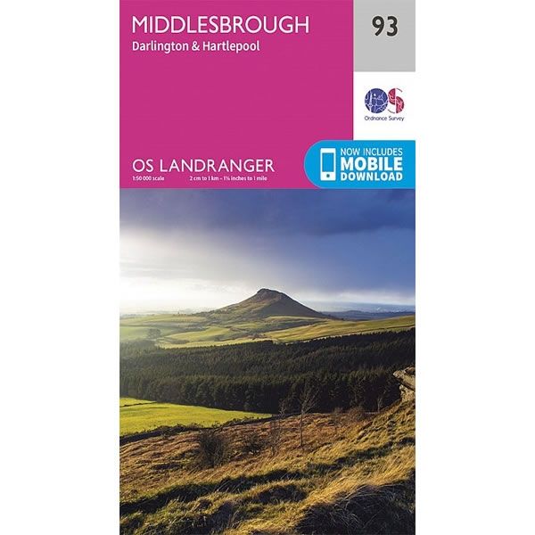 OS Landranger Map 93, Middlesbrough, Darlington and Hartlepool