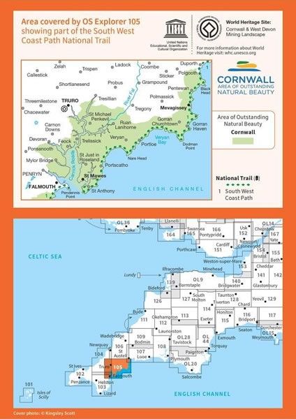 OS Explorer Map 105 - Falmouth and Mevagissey - overview