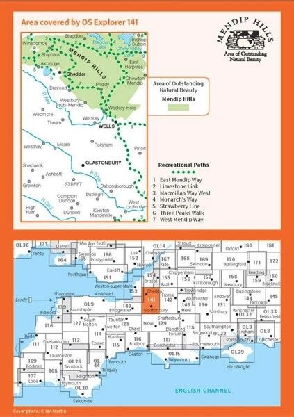 OS Explorer Map 141 - Cheddar Gorge and Mendip Hills West - overview