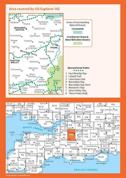 OS Explorer Map 142 - Shepton Mallet and Mendip Hills East - overview