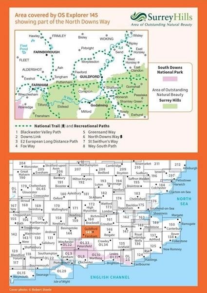 OS Explorer Map 145 - Guildford and Farnham - overview