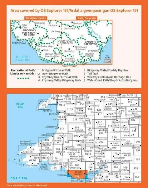 OS Explorer Map 151 - Cardiff and Bridgend - overview