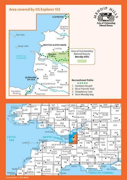 OS Explorer Map 153 - Weston-super-Mare and Bleadon Hill - overview