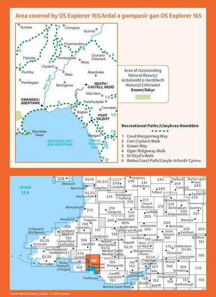 This OS Explorer 165 Map covers Swansea - overview