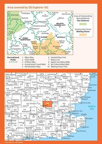 OS Explorer Map 182 - St Albans and Hatfield - overview