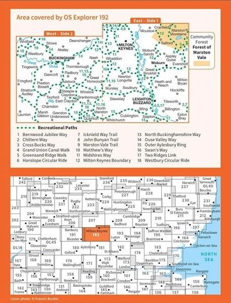 OS Explorer Map 192 - Buckingham and Milton Keynes - overview