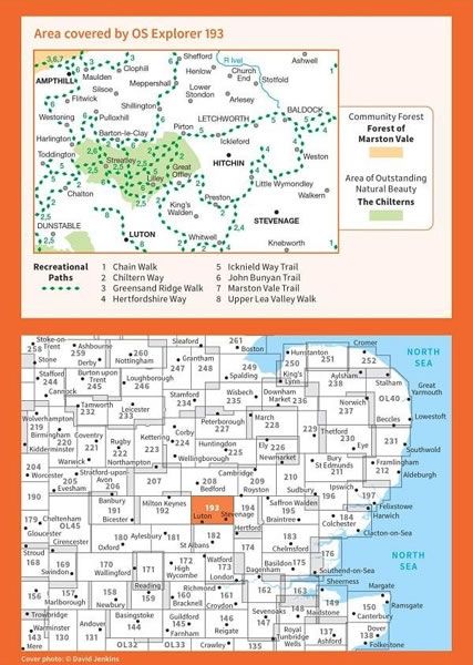 OS Explorer Map 193 - Luton and Stevenage - overview