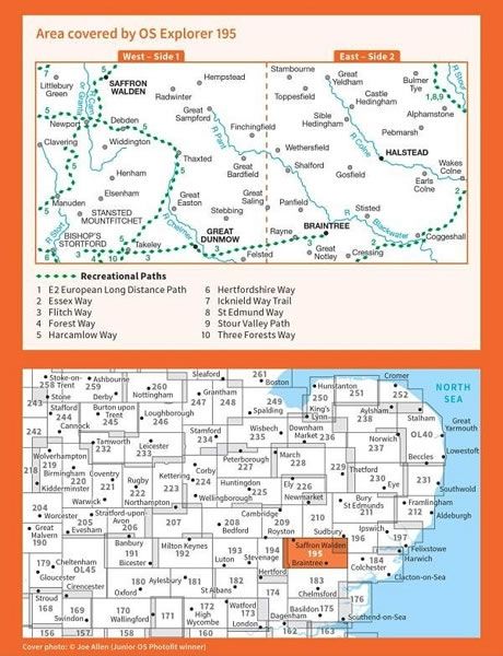 OS Explorer Map 195 - Braintree and Saffron Walden - overview