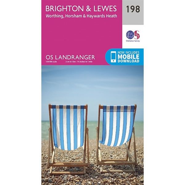 OS Landranger Map 198, Brighton and Lewes, Haywards Heath