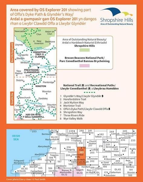 OS Explorer Map 201 - Knighton and Presteigne - overview