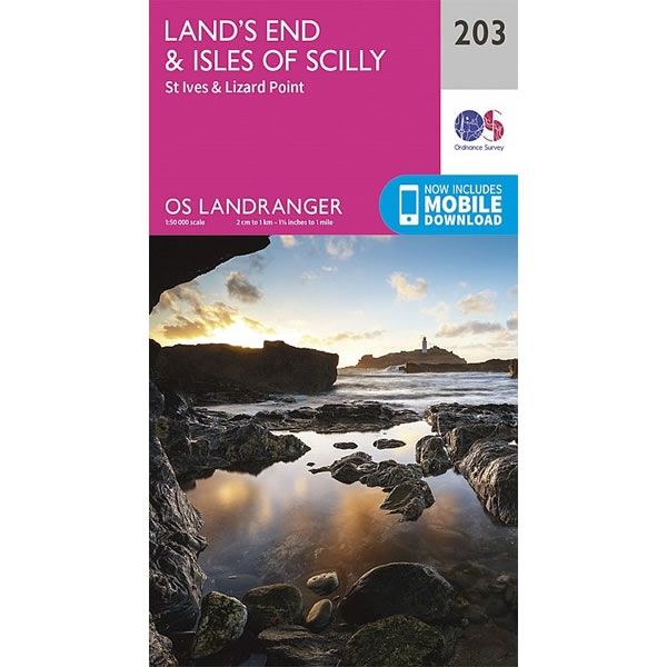 OS Landranger Map 203, Land’s End and Isles of Scilly, St Ives and Lizard Point