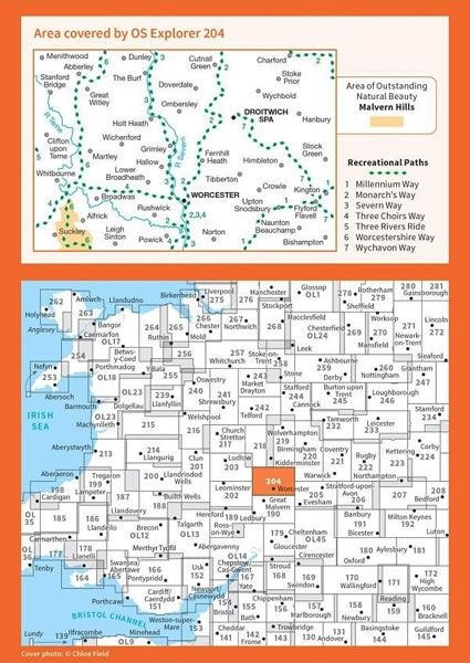 OS Explorer Map 204 - Worcester and Droitwich Spa - overview