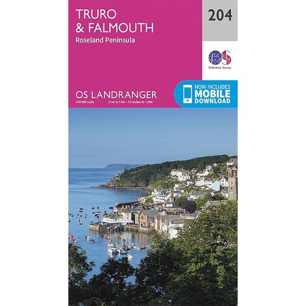 OS Landranger Map 204, Truro and Falmouth, Roseland Peninsula