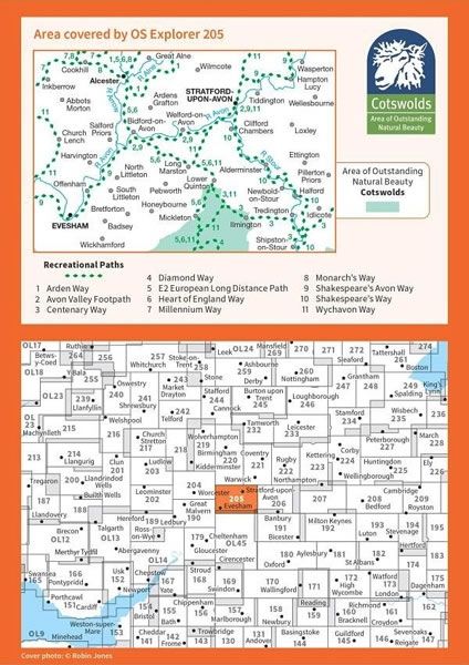 OS Explorer Map 205 - Stratford-upon-Avon - overview