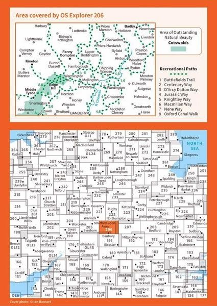 OS Explorer Map 206 - Edge Hill and Fenny Compton - overview