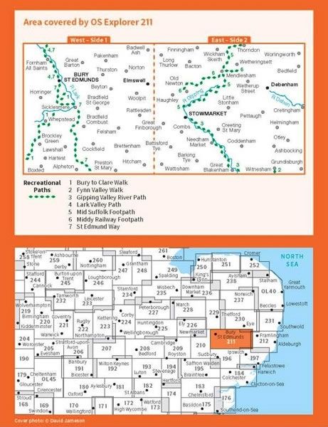 OS Explorer Map 211 - Bury St Edmunds - overview