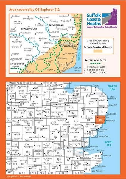 OS Explorer Map 212 - Woodbridge and Saxmundham - overview