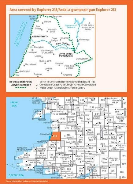 OS Explorer Map 213 - Aberystwyth and Cwm Rheidol - overview