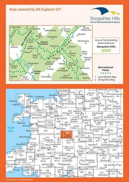 OS Explorer Map 217 - The Long Mynd and Wenlock Edge - overview