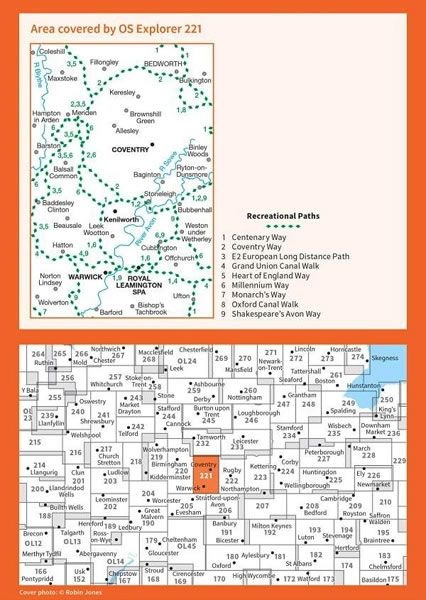 OS Explorer Map 221 - Coventry and Warwick - overview